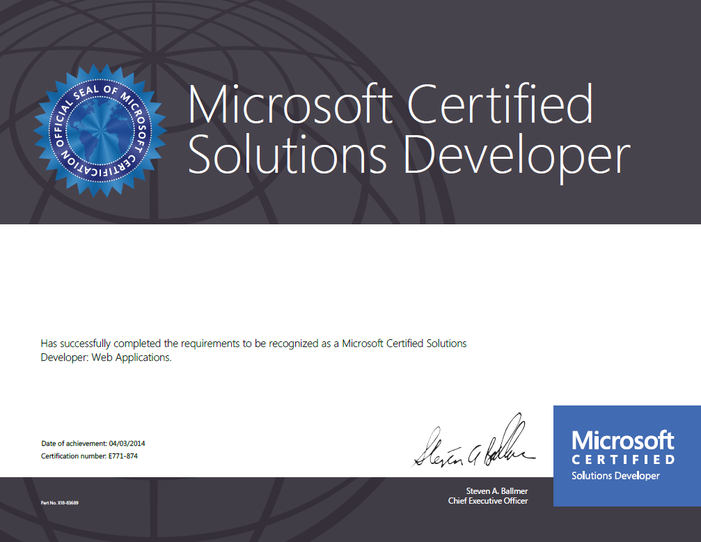 Microsoft Certified Solution Developer - DEVSPARK